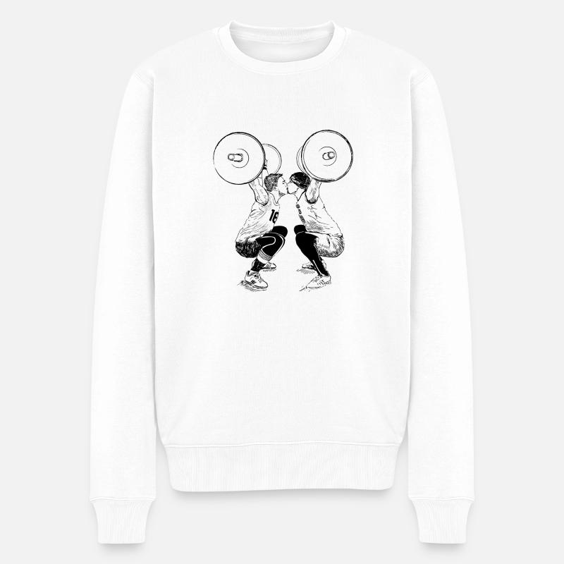 strong Kiss - Männer Premium Bio Pullover - Weiß