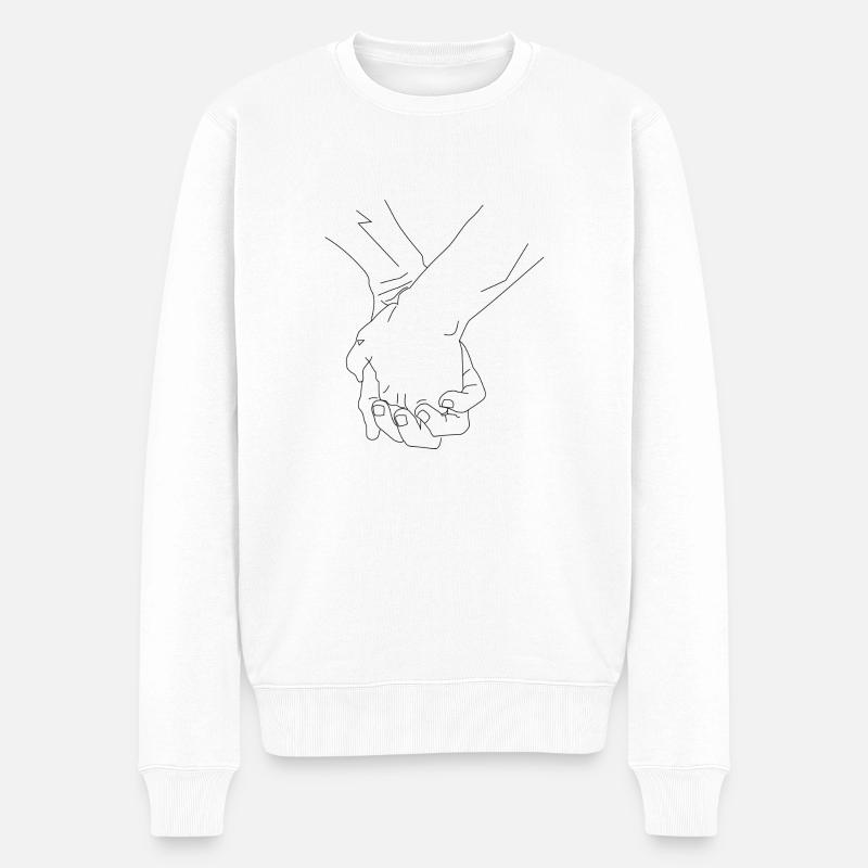 Hände - Männer Premium Bio Pullover - Weiß