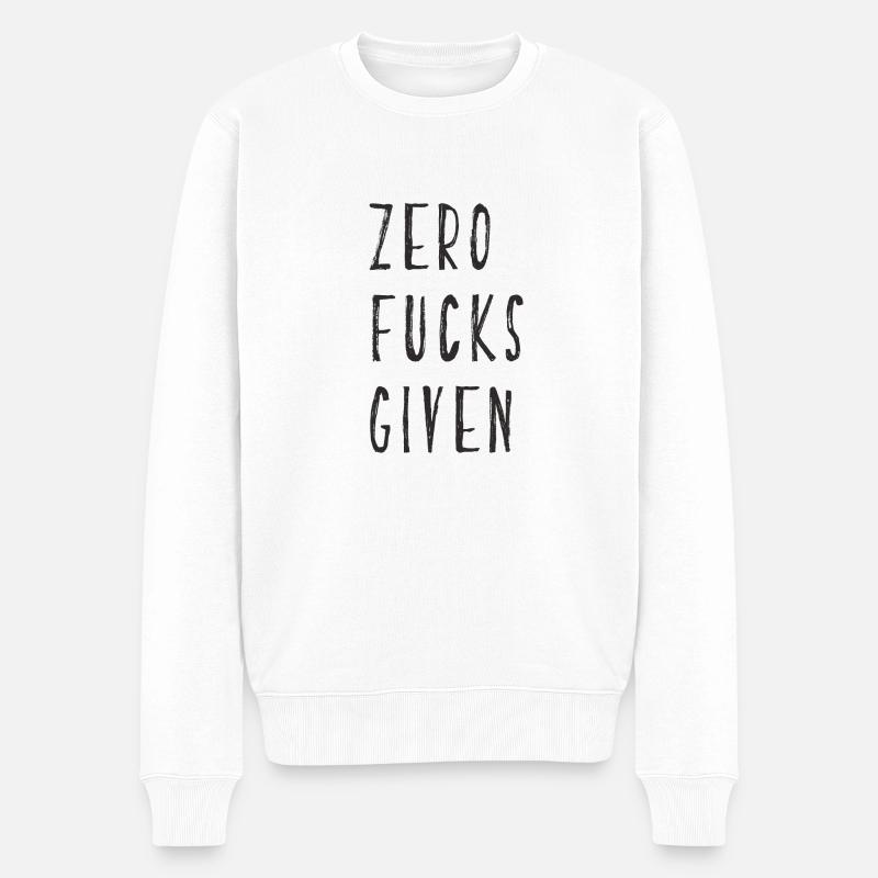 zero fucks given - Pull Premium bio Homme - blanc