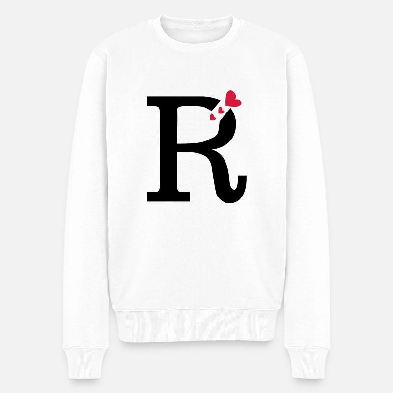 Großbuchstabe R mit Herzen - Männer Premium Bio Pullover - Weiß