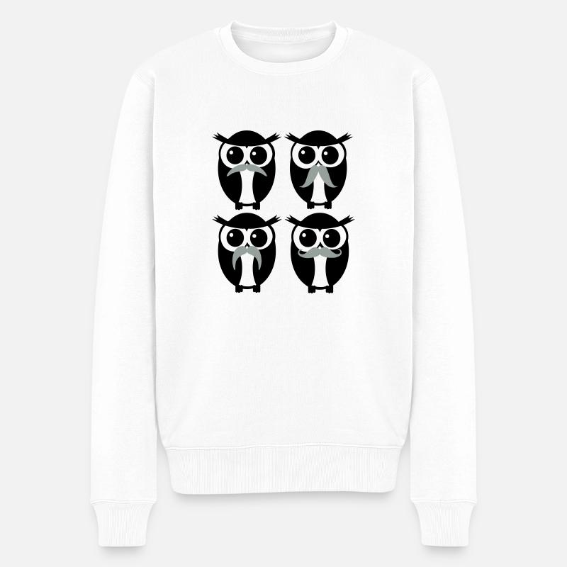 Moustache Owl - Männer Premium Bio Pullover - Weiß