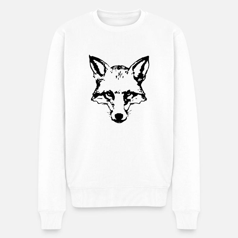 fox_head - Männer Premium Bio Pullover - Weiß