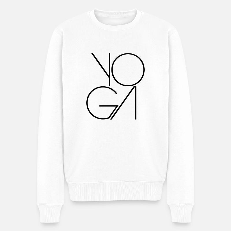 Text Design Yoga - Männer Premium Bio Pullover - Weiß