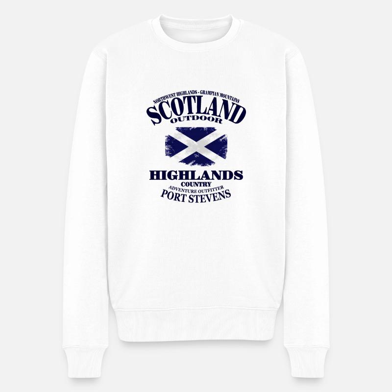 Highlands - Scotland Vintage Flag - Männer Premium Bio Pullover - Weiß