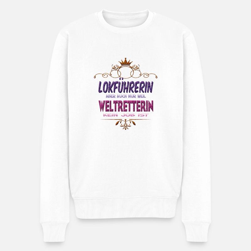 Lokführerin Weltretterin - Männer Premium Bio Pullover - Weiß