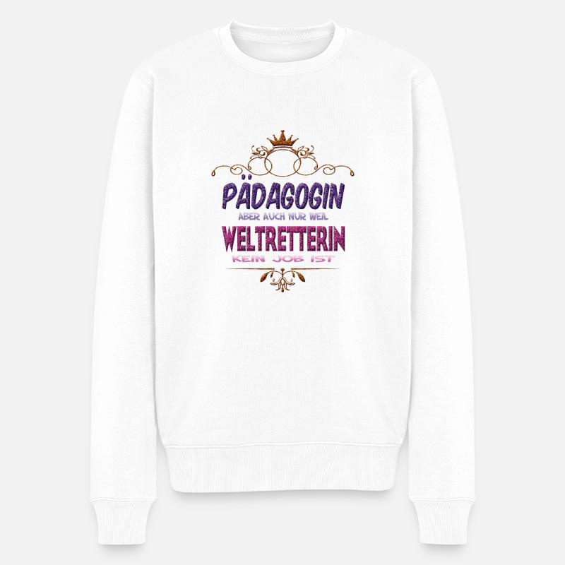 Pädagogin Weltretterin - Männer Premium Bio Pullover - Weiß
