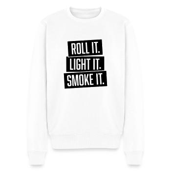 roll it. light it. smoke it. - Männer Premium Bio Pullover - Weiß - Vorne - Thijin (182cm)