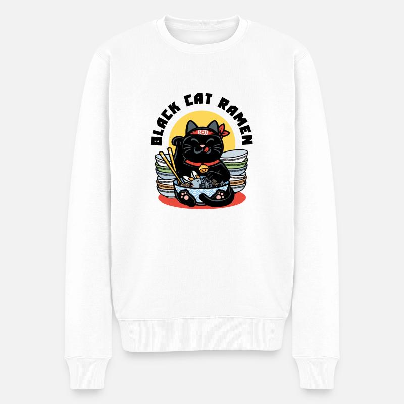black cat ramen - Pull Premium bio Homme - blanc