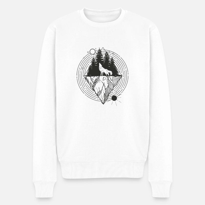 Explorer Nature Animals Series Loup YIN YANG 01 - Pull Premium bio Homme - blanc