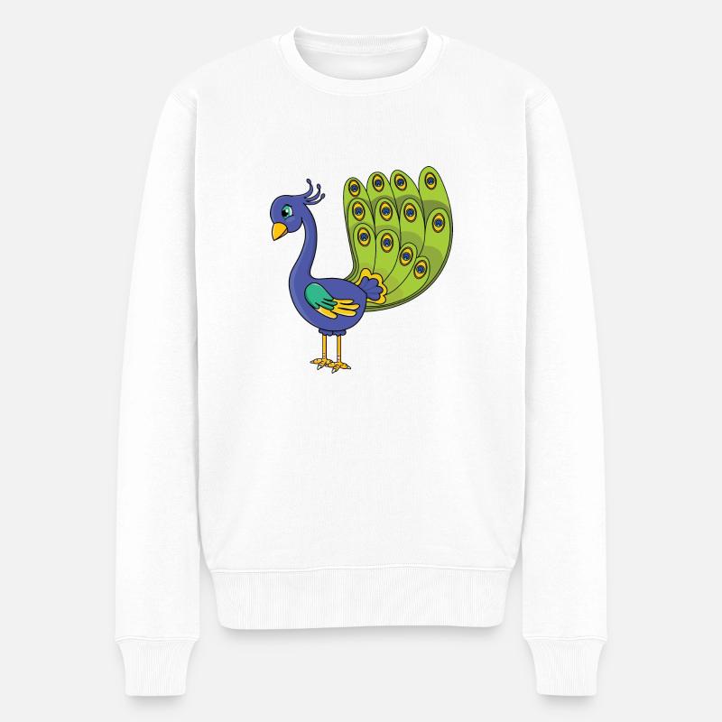 Pfau - Männer Premium Bio Pullover - Weiß