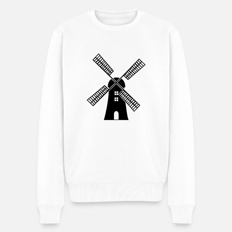 windmühle - Männer Premium Bio Pullover - Weiß