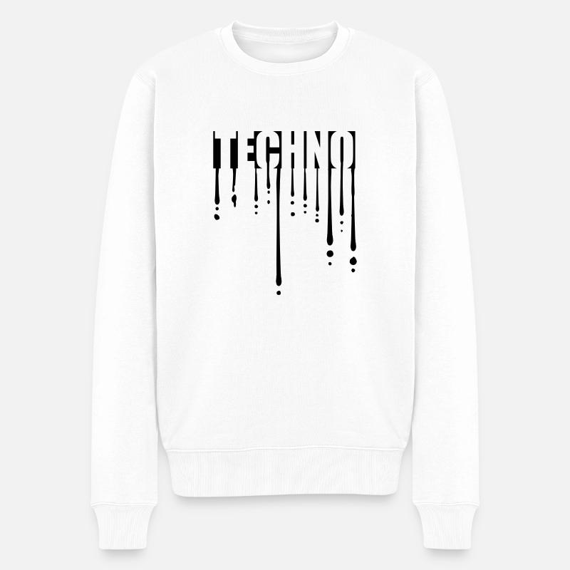 Drops Logo Techno - Pull Premium bio Homme - blanc