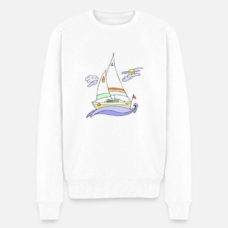 Segelboot - Männer Premium Bio Pullover - Weiß