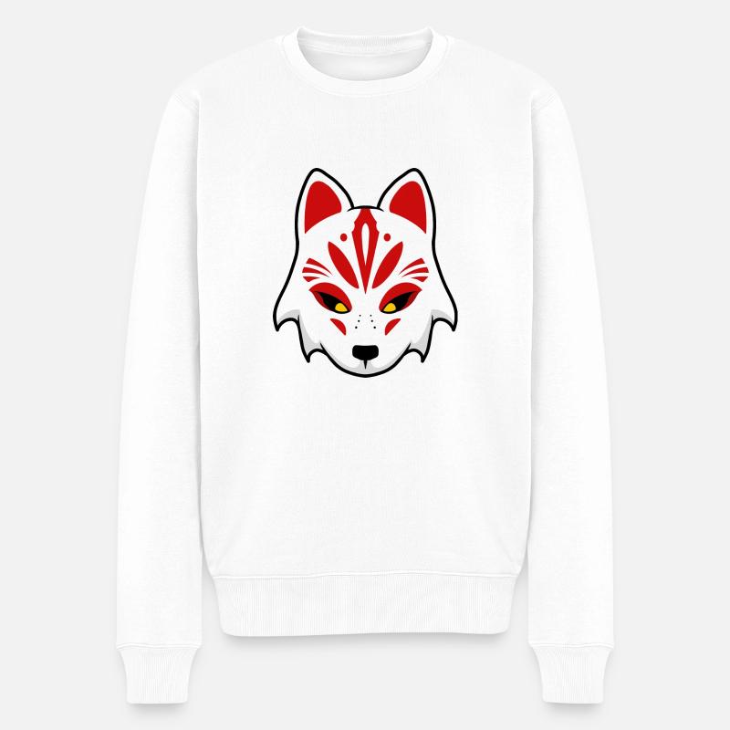 Kitsune - Männer Premium Bio Pullover - Weiß