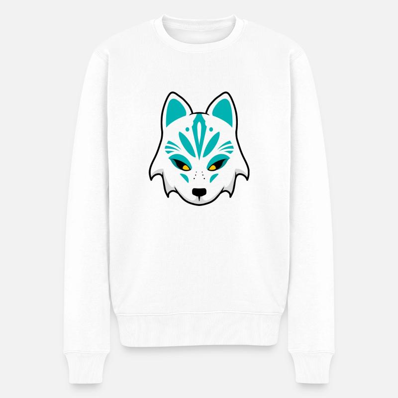 Kitsune Masque bleu - Pull Premium bio Homme - blanc