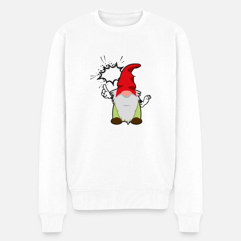 Grummelzwerg Mad - Männer Premium Bio Pullover - Weiß
