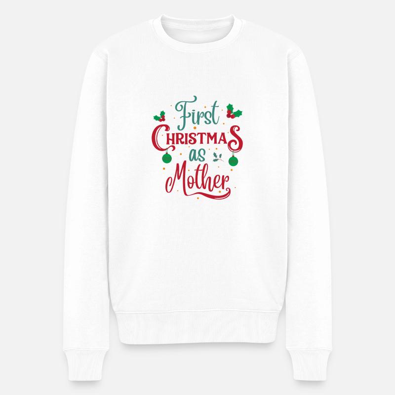 Erstes Weihnachten als Mutter - Männer Premium Bio Pullover - Weiß