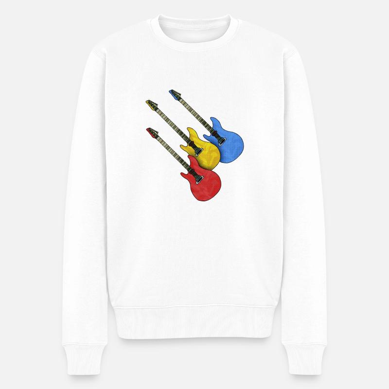 Gitarren - Männer Premium Bio Pullover - Weiß