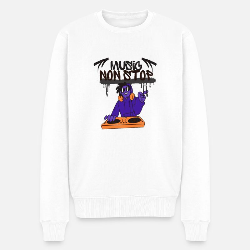 Music non stop - Pull Premium bio Homme - blanc
