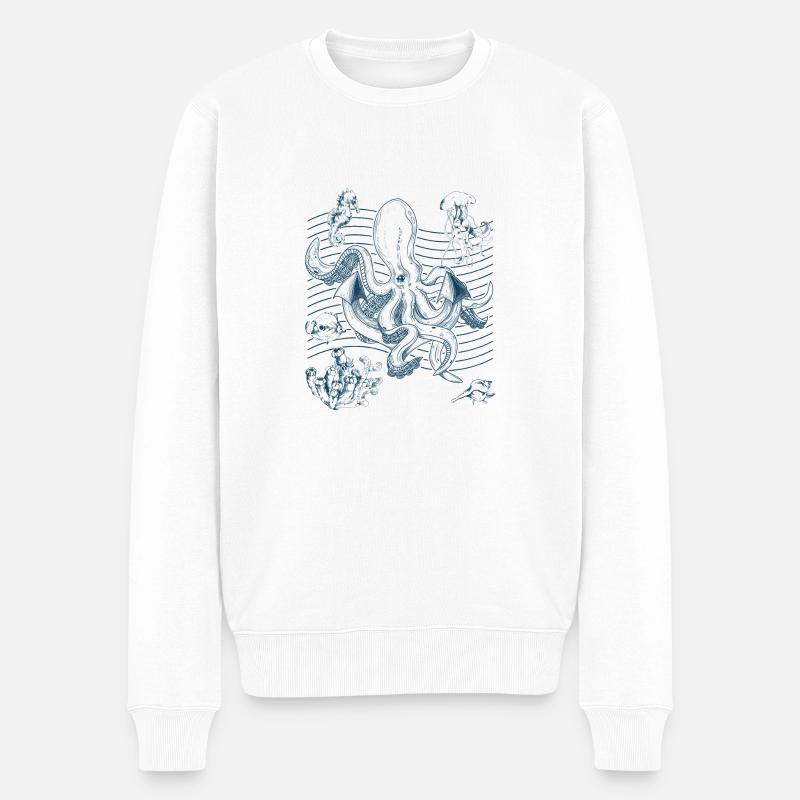 Oktopus-Taucher Fans der Meereswelt - Männer Premium Bio Pullover - Weiß