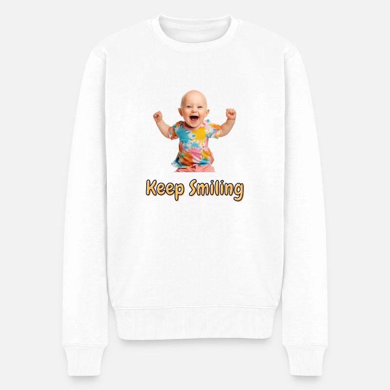 Keep Smiling - Männer Premium Bio Pullover - Weiß