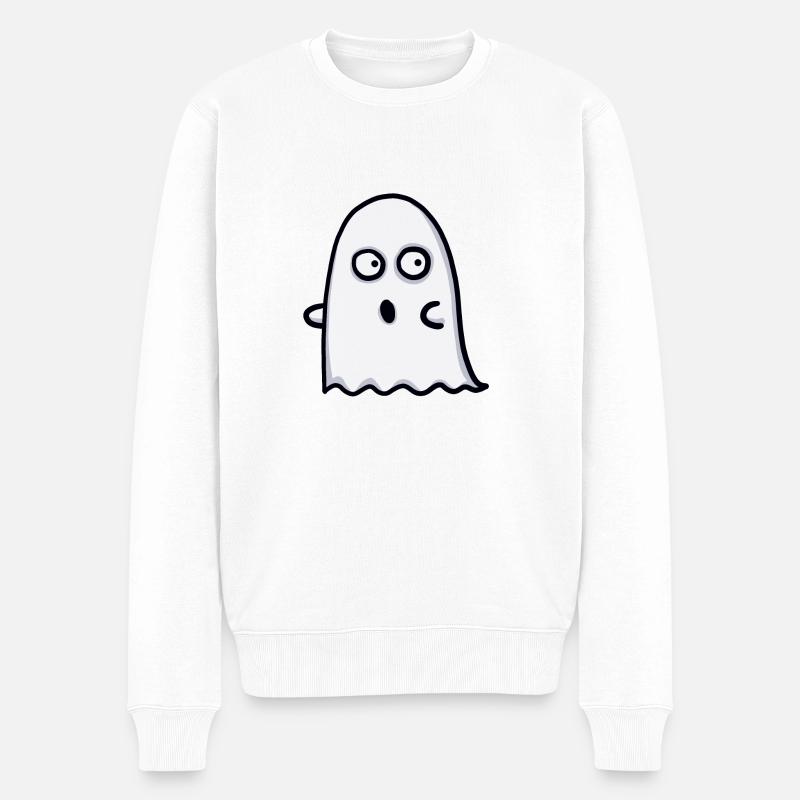 erschrockenes Gespenst - Männer Premium Bio Pullover - Weiß