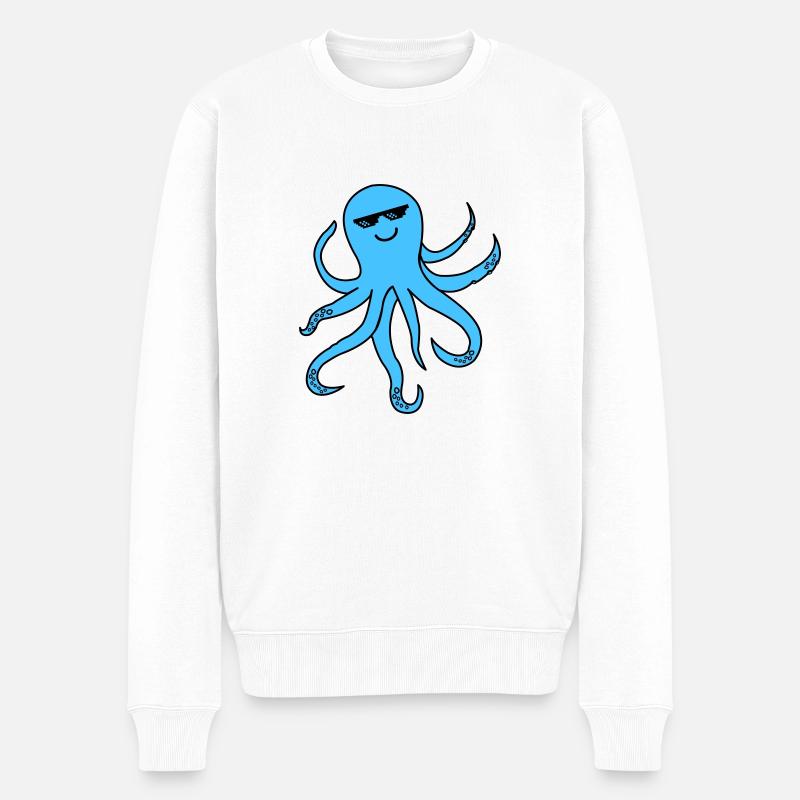 krake oktopus cool smile - Männer Premium Bio Pullover - Weiß
