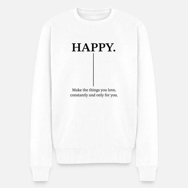 Be Happy - Männer Premium Bio Pullover - Weiß