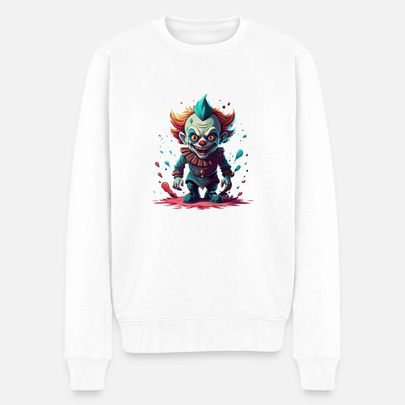 Gruseliger Clown - Männer Premium Bio Pullover - Weiß
