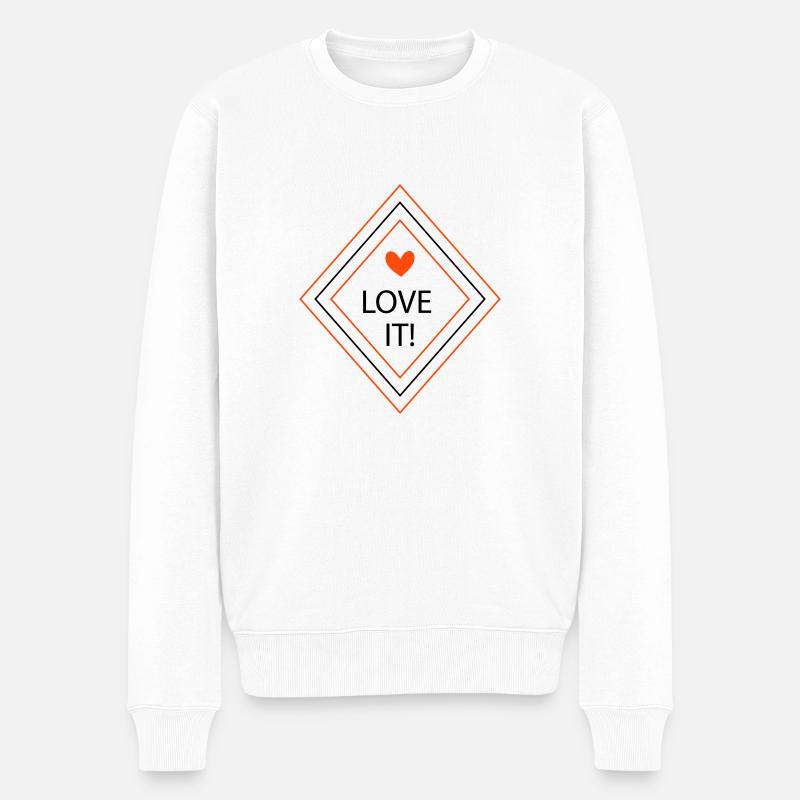 Love it! - Raute und Herz in 2 Farben - Männer Premium Bio Pullover - Weiß