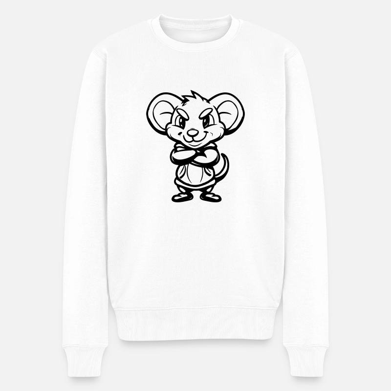 maus - Männer Premium Bio Pullover - Weiß