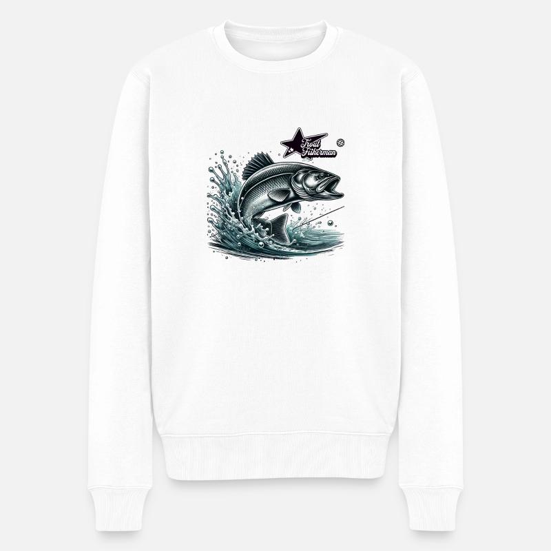 Trout Fisherman - Männer Premium Bio Pullover - Weiß