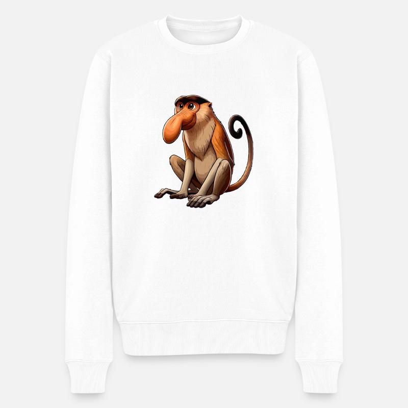 Nasenbär Affe png - Männer Premium Bio Pullover - Weiß