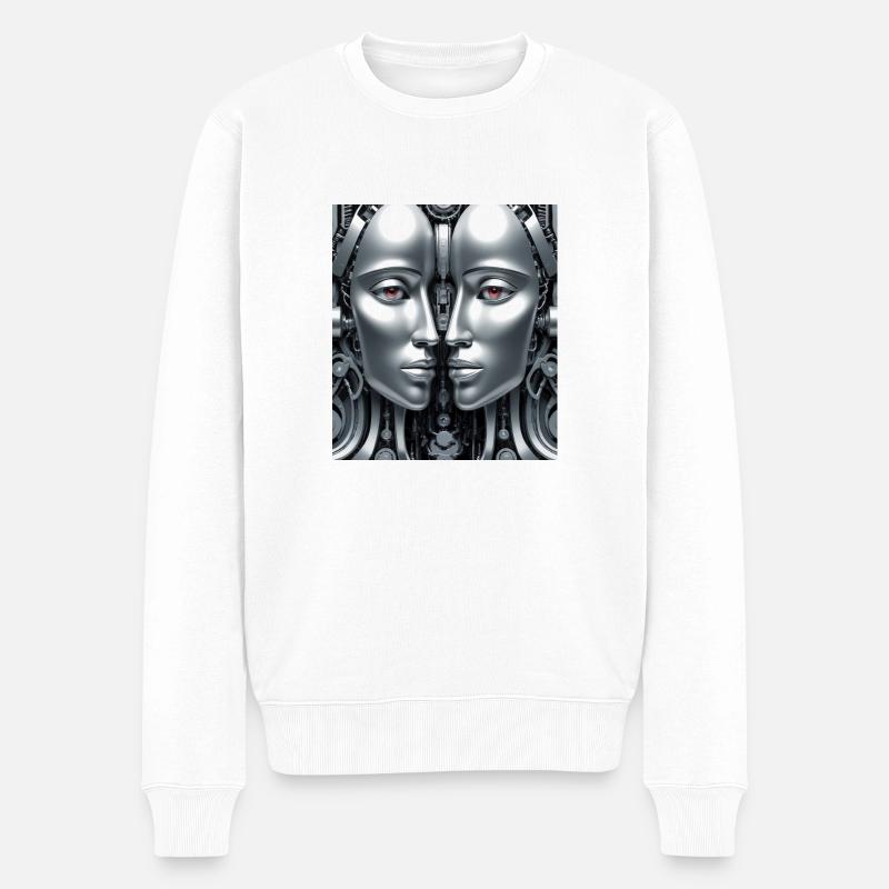 Robotmekanisk ansigt - Økologisk premium-sweatshirt til mænd - hvid