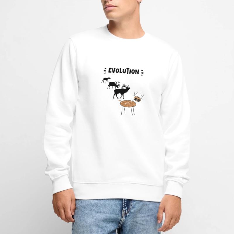 Die Evolution der Hirsche – Lustige Stadien der Evolution. Männer Premium Bio Pullover