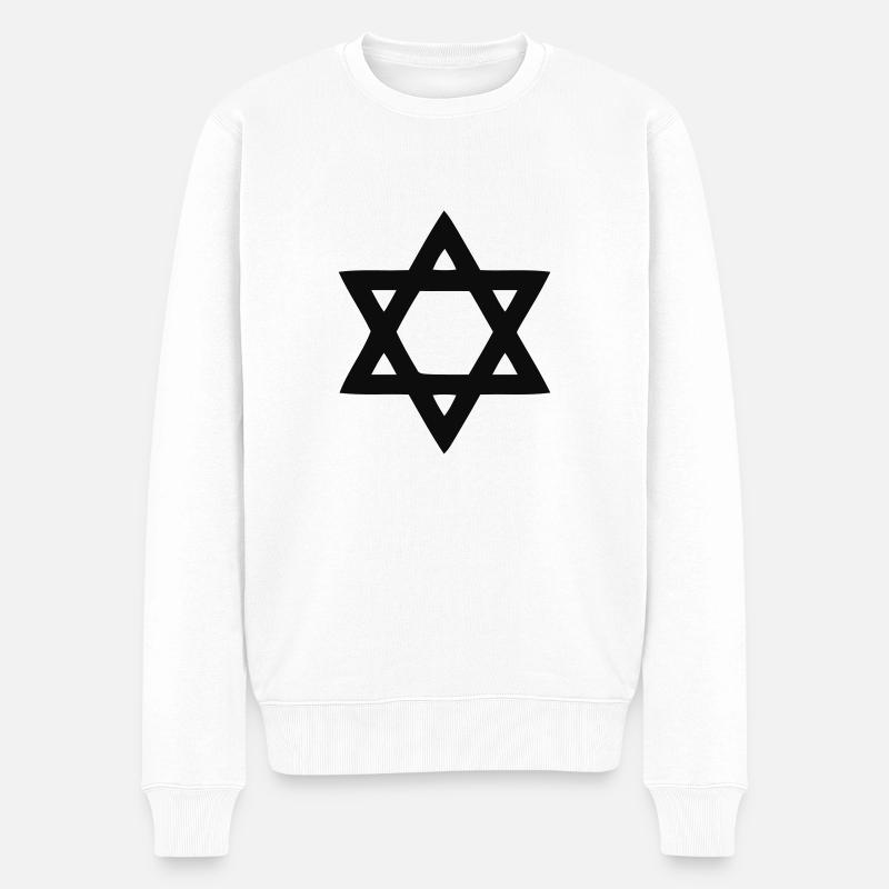 Star of David - Männer Premium Bio Pullover - Weiß