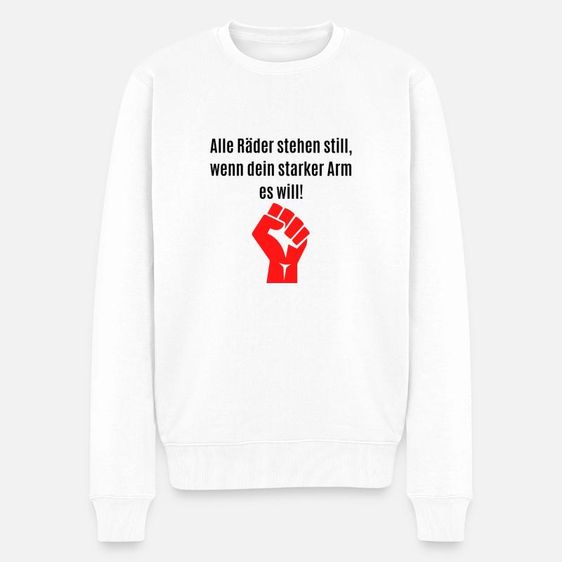 Starke Arm Fäuste-Print - Männer Premium Bio Pullover - Weiß