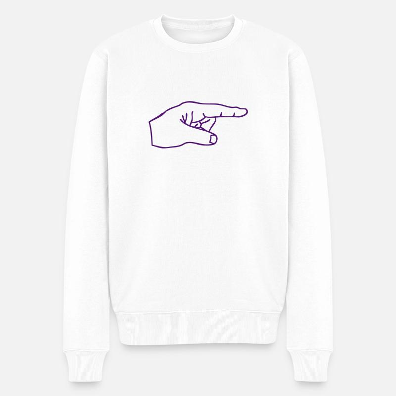 doigt pointe index finger hand - Pull Premium bio Homme - blanc