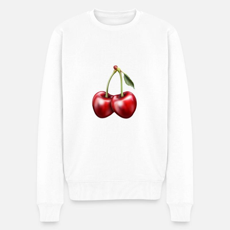 Kirschen - Männer Premium Bio Pullover - Weiß