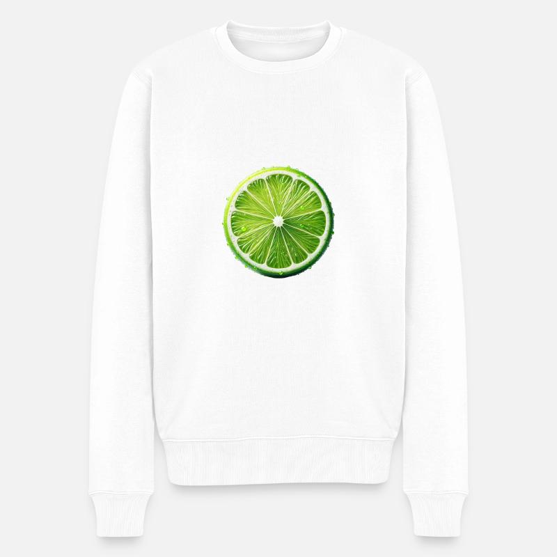 Limette - Männer Premium Bio Pullover - Weiß