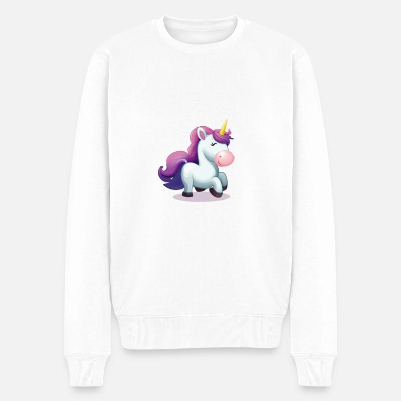 Einhorn - Männer Premium Bio Pullover - Weiß