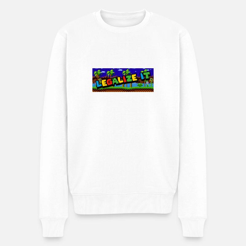 Retro 8-Bit Statement - Männer Premium Bio Pullover - Weiß