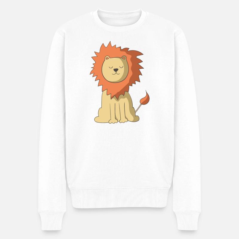 Löwe - Männer Premium Bio Pullover - Weiß