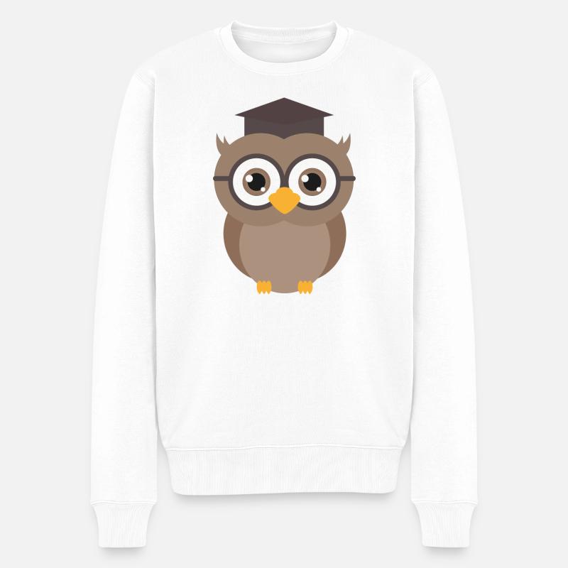 Abschluss Eule - Männer Premium Bio Pullover - Weiß