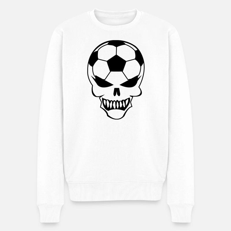 Fußball-Totenkopf - Männer Premium Bio Pullover - Weiß