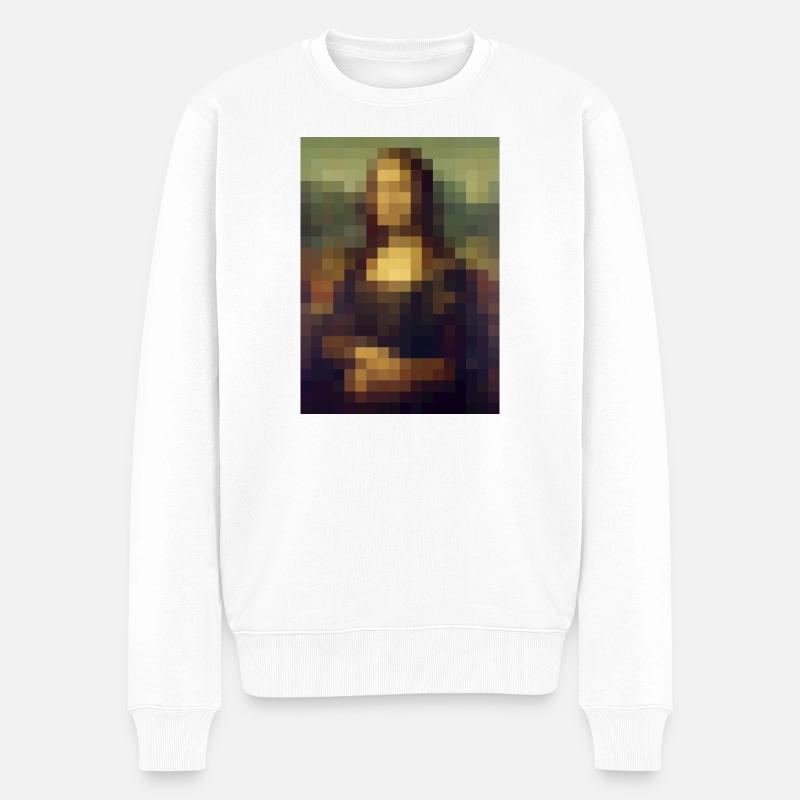 Mona Lisa 8-Bit Pixel Gemälde Leonardo da Vinci - Männer Premium Bio Pullover - Weiß