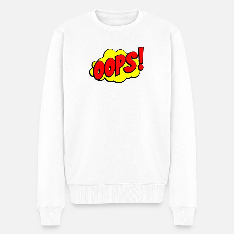 Cartoon Oops Comic Design - Männer Premium Bio Pullover - Weiß