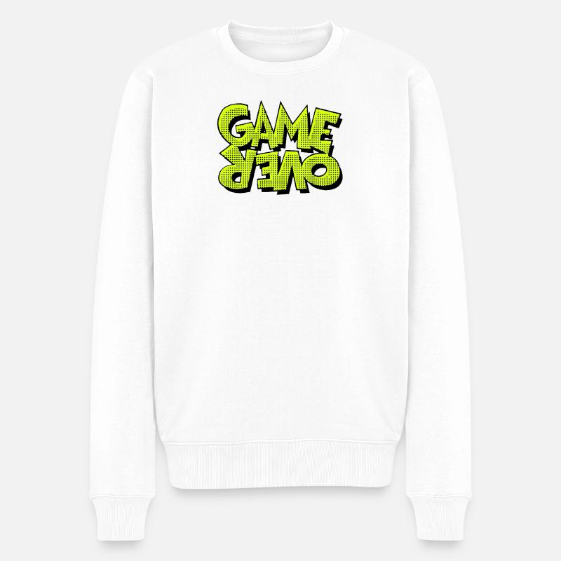Game Over Retro-Pixel-Design - Männer Premium Bio Pullover - Weiß