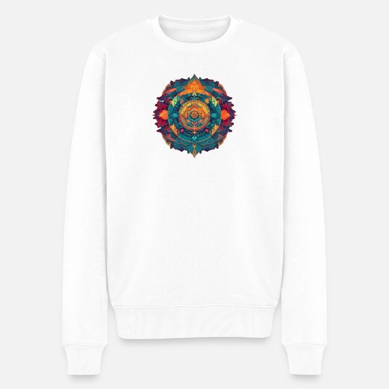 Mandala - Männer Premium Bio Pullover - Weiß