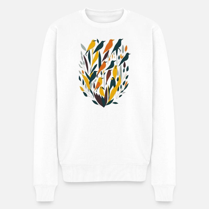 Vögel - Männer Premium Bio Pullover - Weiß